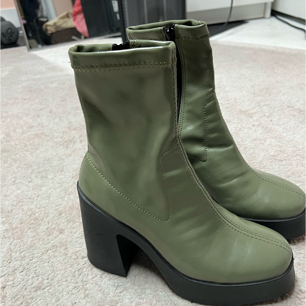 ASOS green platform boots